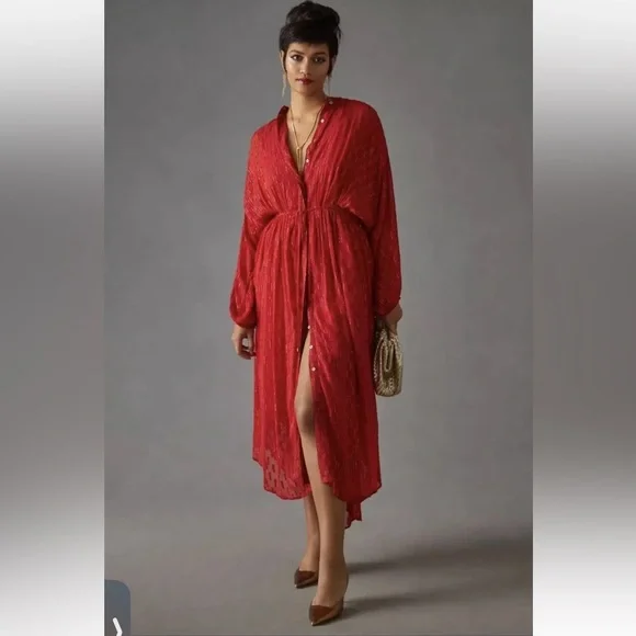 Anthropologie Allene Shimmer Maxi Dress Size L - Picture 2 of 11